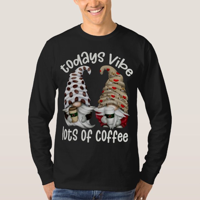 Camiseta Cafetería Graciosa Con Muchos Gnomes De Café (Anverso)