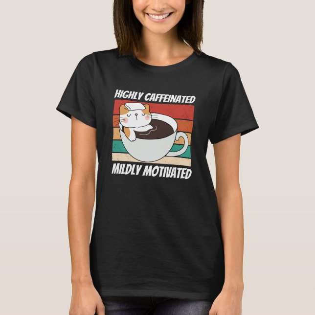 Camiseta Cafetería muy cafeinada Café de gatos con motivaci (Anverso)