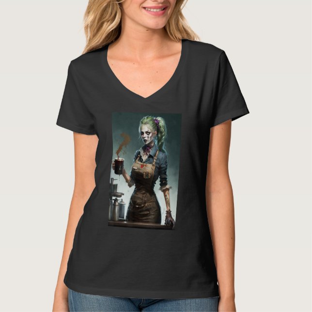 Camiseta Cafetero Zombie   Zombies En La Vida Cotidiana S (Anverso)