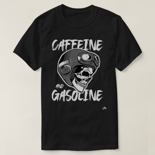 Camiseta Caffeine and Gasoline - Skull Helmet - Racing (Diseño del anverso)