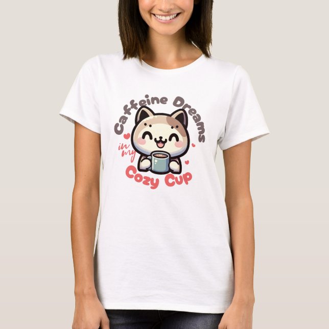 Camiseta Caffeine Dreams Cat Delight (Anverso)