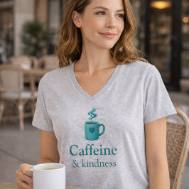 Camiseta Caffeine & Kindness Teal Coffee light grey T-Shirt
