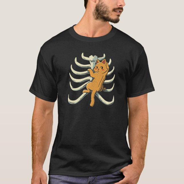 Camiseta Cage Climber Cat Climbing Rib Cage Anatomía X Ray  (Anverso)
