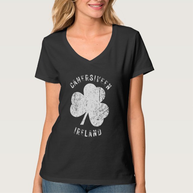 Camiseta Cahersiveen Kerry Ireland Vintage Shamrock Distres (Anverso)