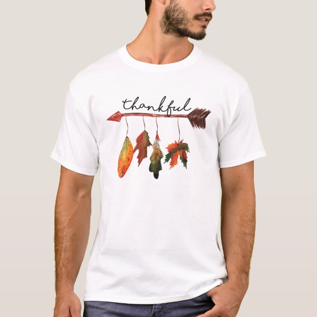 Camiseta Caída Agradecida Otoño Sale Hombres De Acción De G (Anverso)
