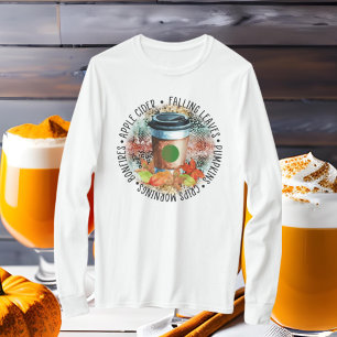 Camiseta Caída Arte estacional de la sidra de manzana