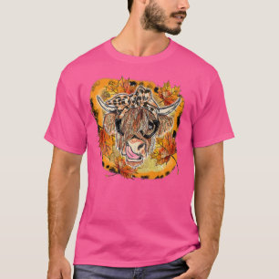 Camiseta Caída blanqueada Vaca Otoño Con Calabazas Bandana