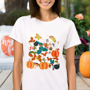 Camiseta Caída Boho Colorful Cottagecore Calabaza Otoño