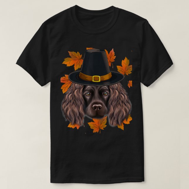 Camiseta Caída Boykin Spaniel Pilgrim Acción de Gracias (Diseño del anverso)