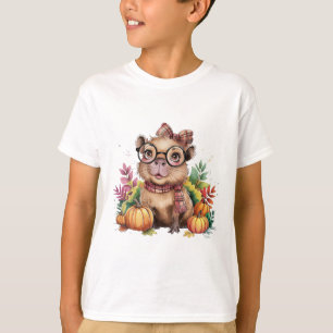 Camiseta Caída Calabaza Cute Capybyra Caída Otoño Thanksgiv