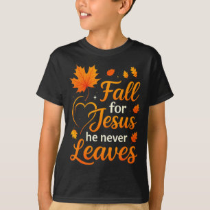 Camiseta Caída Cristiana Por Jesús Él Nunca Deja La Fe Cruz