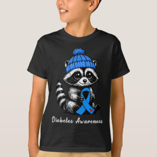 Camiseta Caída Cuta Racconon Y Diabetes De Cinta Azul Aware