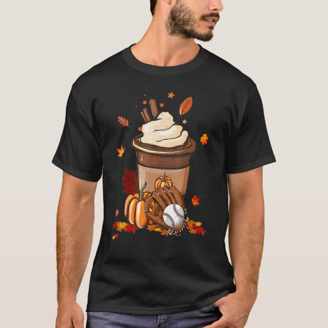 Camiseta Caída Cute Café Calabaza Spice Latte Baseball (Anverso)