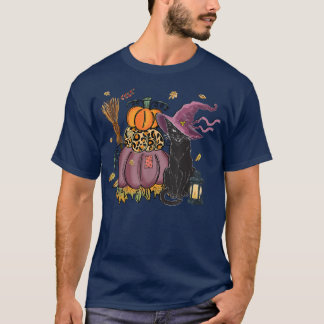 Camiseta Caída de Gato Negro, Calabaza de Gato Negro Hallow