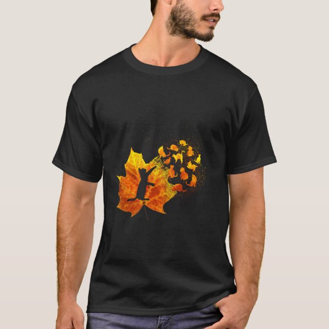Camiseta Caída de hojas de gato de arce Hola Autumn Gracios (Anverso)