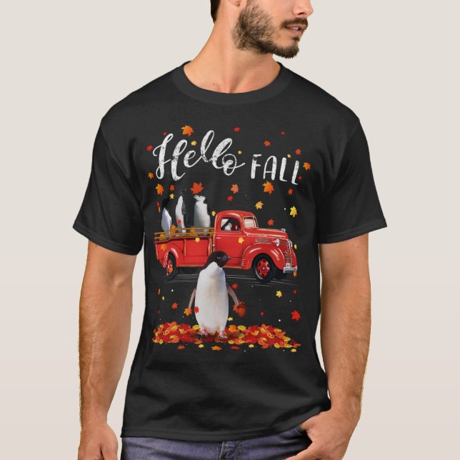Camiseta Caída de hojas de pingüinos de arce Camión Rojo de (Anverso)