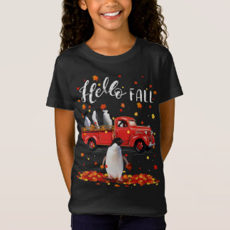 Camiseta Caída de hojas de pingüinos de arce Camión Rojo de