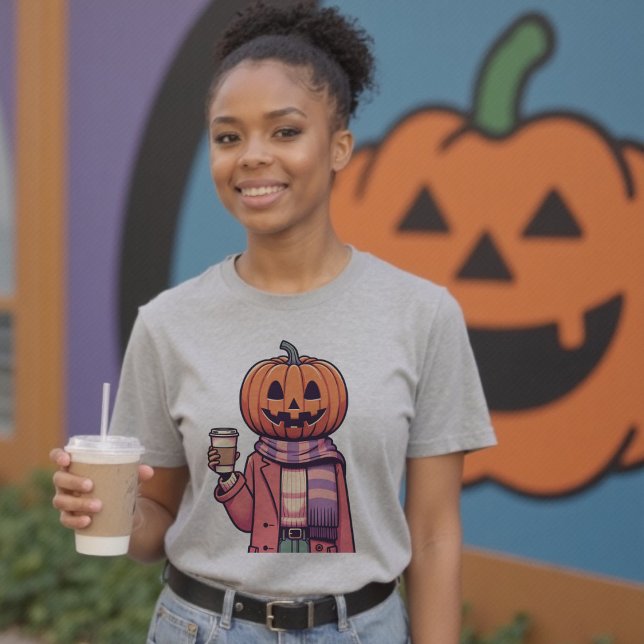Camiseta Caída de la cabeza de calabaza Temporada de Hallow (Pumpkin Head Coffee Fall Season Shirt)