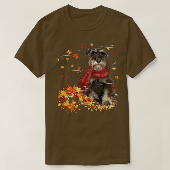Camiseta Caída de la estafaMiniatura Schnauzer Dog otoño ca (Diseño del anverso)
