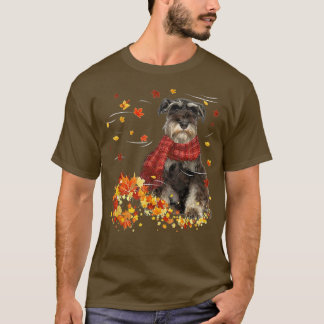 Camiseta Caída de la estafaMiniatura Schnauzer Dog otoño ca