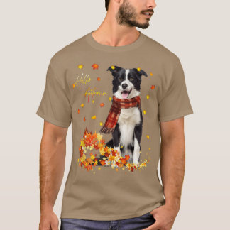 Camiseta Caída De La Hoja De Collie De La Frontera Hola Oto