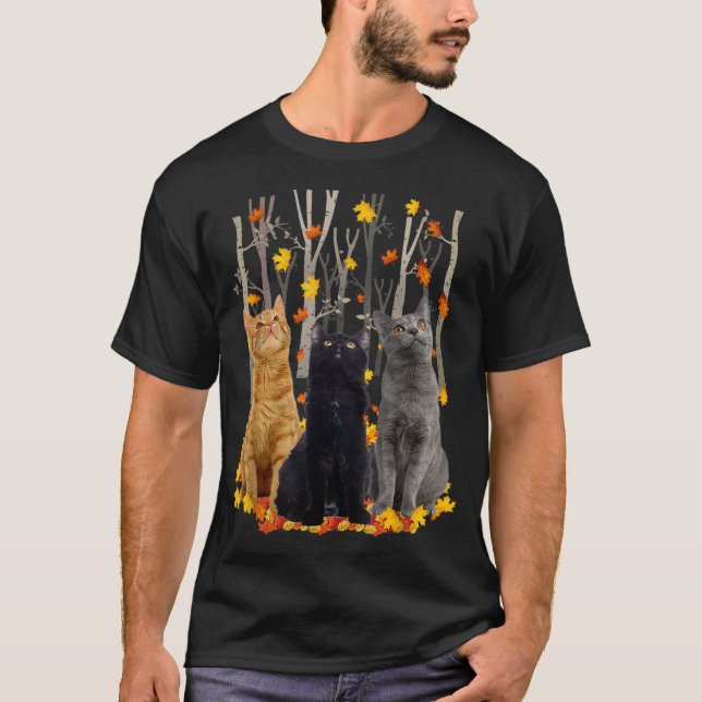Camiseta Caída de la hoja del gato del arce Hola Funny Kitt (Anverso)