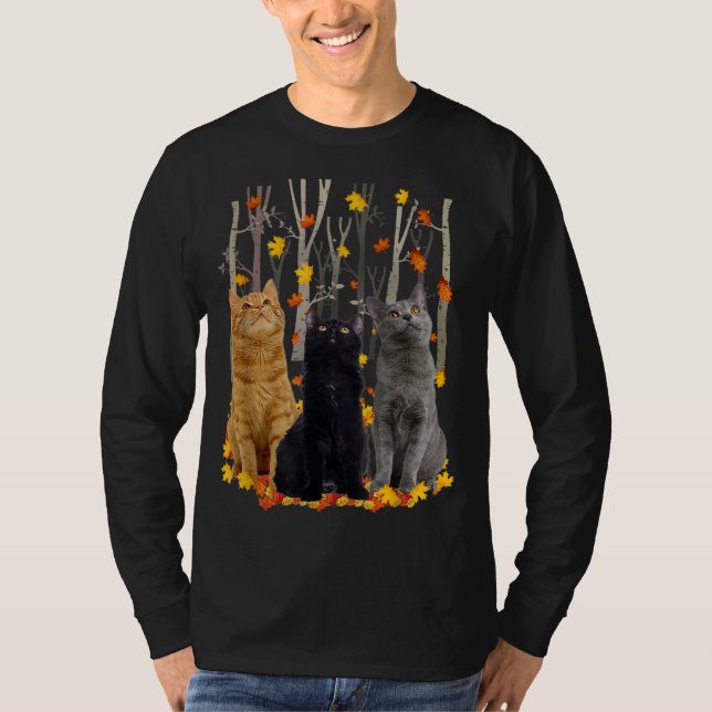 Camiseta Caída de la hoja del gato del arce Hola Funny Kitt (Anverso)