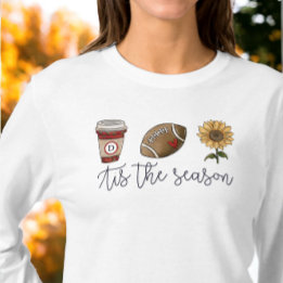 Camiseta Caída de la temporada de la flor de fútbol de café