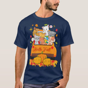 Camiseta Caída de mujeres Hombres Camión Camión Otoño Gato 