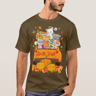 Camiseta Caída de mujeres Hombres Camión Camión Otoño Gato 
