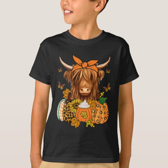 Camiseta Caída de vaca Highland Y Sale De Las Calabazas De  (Anverso)