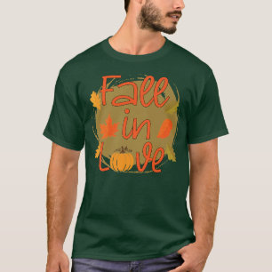 Camiseta Caída del amor Graciosa Hojas de hojas de calabaza