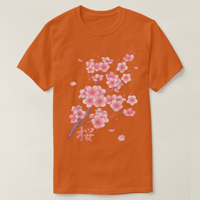 Camiseta Caída del florecimiento de cerezo Sakura (Diseño del anverso)