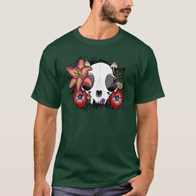 Camiseta Caída del gato en la ruina y el florecimiento (Anverso)