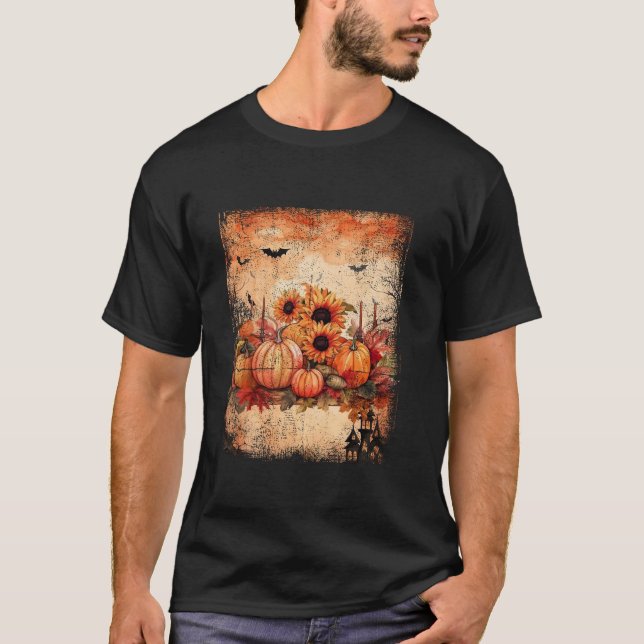 Camiseta Caída del Giro de la Calabaza de Acción de Gracias (Anverso)