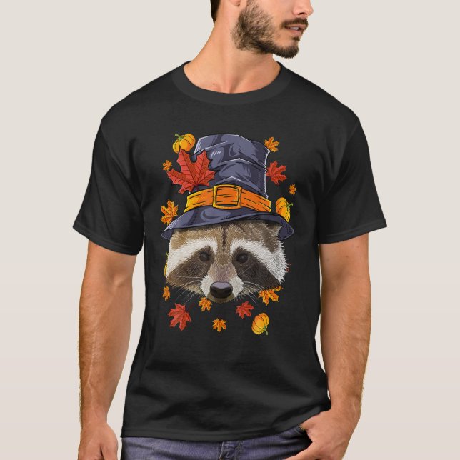 Camiseta Caída del otoño del traje de peregrino de mapache  (Anverso)