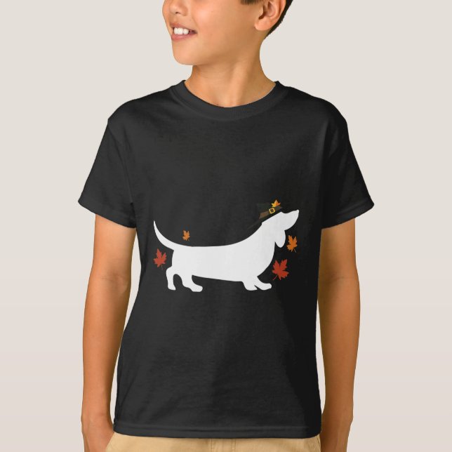Camiseta Caída del peregrino de Acción de Gracias de Dachsh (Anverso)