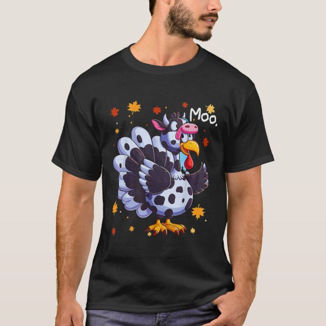 Camiseta Caída divertida de la cabeza graciosa de la vaca l (Anverso)