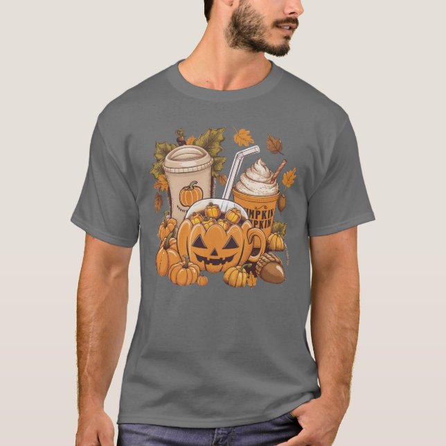 Camiseta Caída Familia Halloween Día de Acción de Gracias O (Anverso)