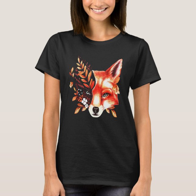 Camiseta Caída Fox Hermoso Animal Hola Otoño (Anverso)