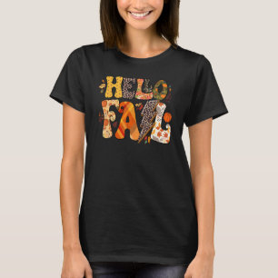 Camiseta Caída Iluminación Leopardo Retro Groovy Hola Caída