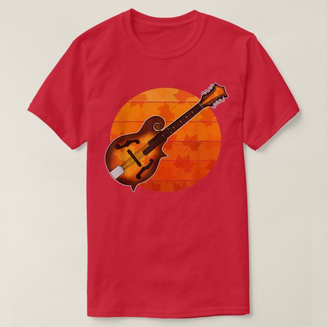 Camiseta Caída Mandolin Mandolinista otoño Acción de Gracia (Diseño del anverso)