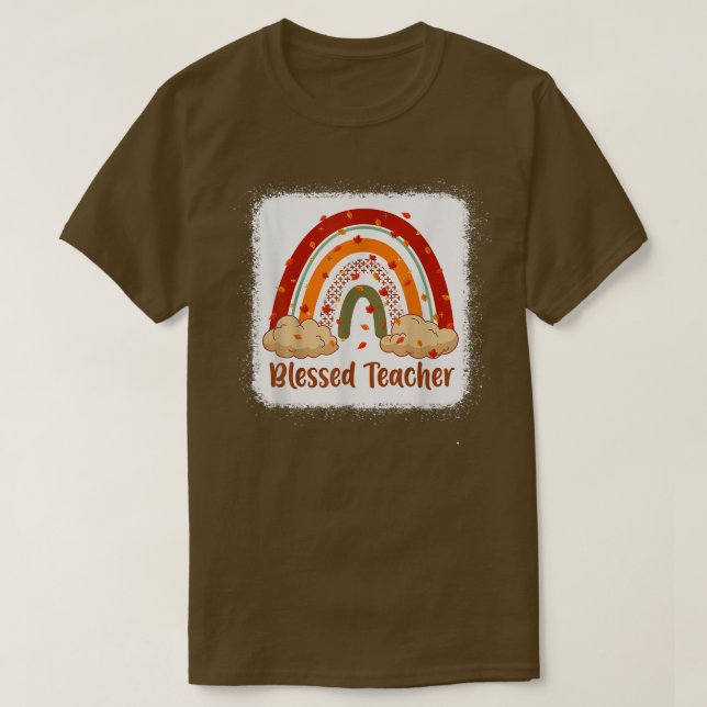 Camiseta Caída Otoño Arcoiris Bendecido Profesor Gracias (Diseño del anverso)