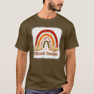 Camiseta Caída Otoño Arcoiris Bendecido Profesor Gracias