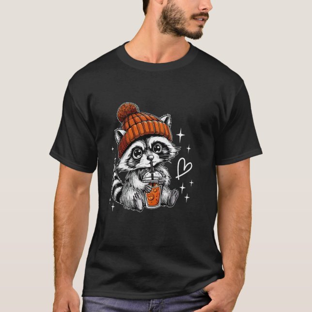 Camiseta Caída Retro Café Feral Racoon Calabaza Autu (Anverso)