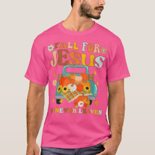 Camiseta Caída Retro Groovy Por Jesús Nunca Se Va De Otoño
