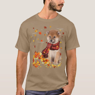 Camiseta Caída ScarfShiba Inu Perro otoño caída hojas