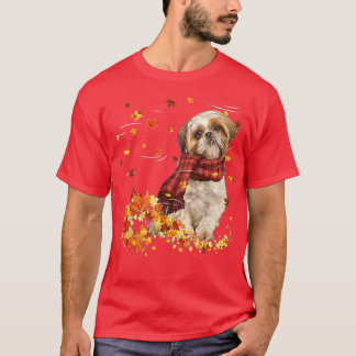 Camiseta Caída ScarfShih Tzu Perro otoño caída hojas