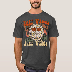 Camiseta Caída Vibes retro leopardo feliz cara calabaza caí