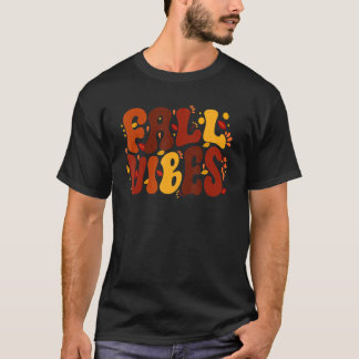 Camiseta Caída Vibes Retro Vibes Agradecidas Otoño Groovy Q